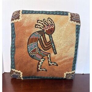 KOKOPELLI Flute Player Throw Toss Pillow Dance Tapestry Native Southwest 15"